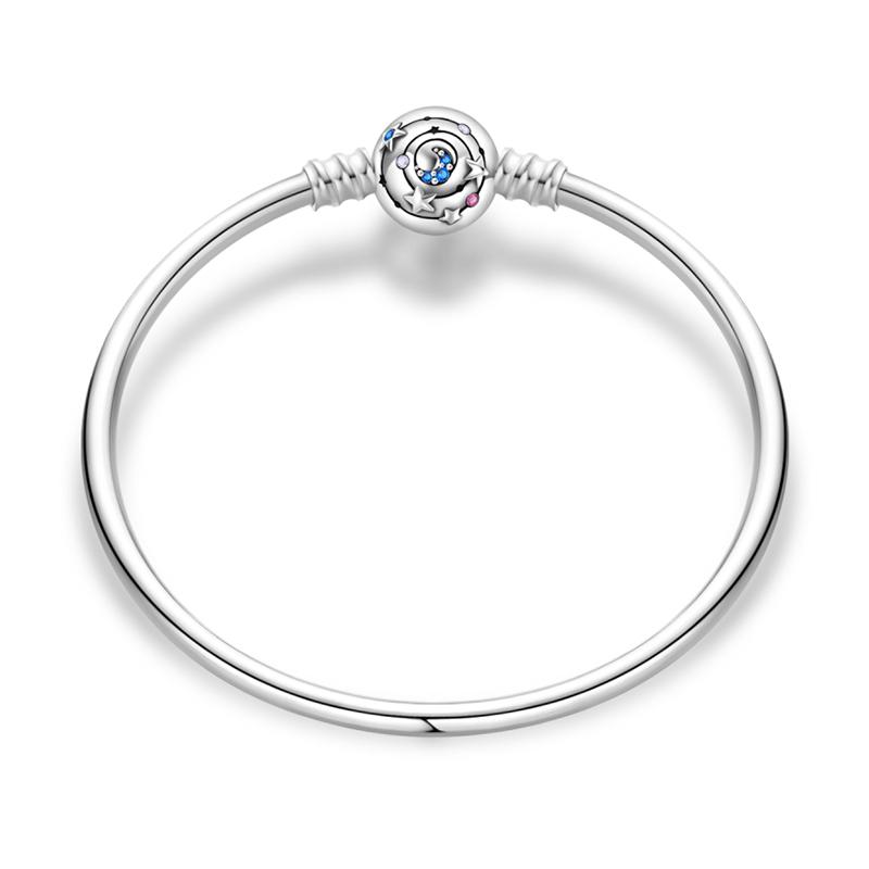 Real 925 Silver Hard Bracelet Size 17-20 Star Heart Spider Web Romantic For Women Luxury Jewelry