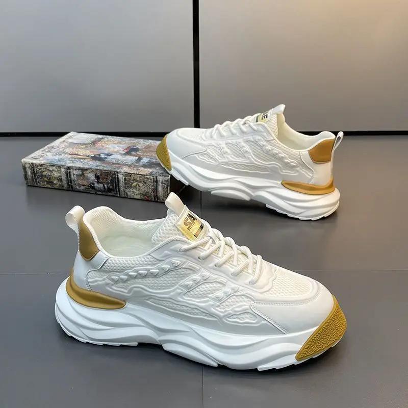 Pánské boty Podzim Nové Prodyšné Boty Torre Pánské Prodyšná Síťovina Ležérní Silná Podrážka Zvýšené Bílé tenisky