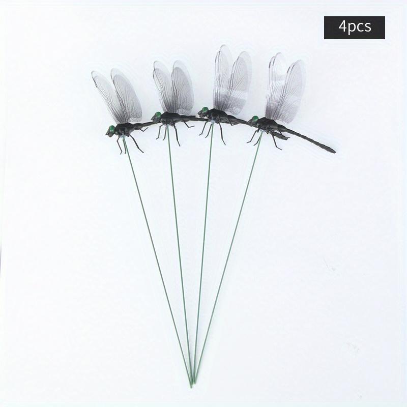 4pcs Dragonfly Garden Stake, Plastic Yard Sign With Stake For Garden Decor, Halloween Decor, Fall Decor, Thanksgiving