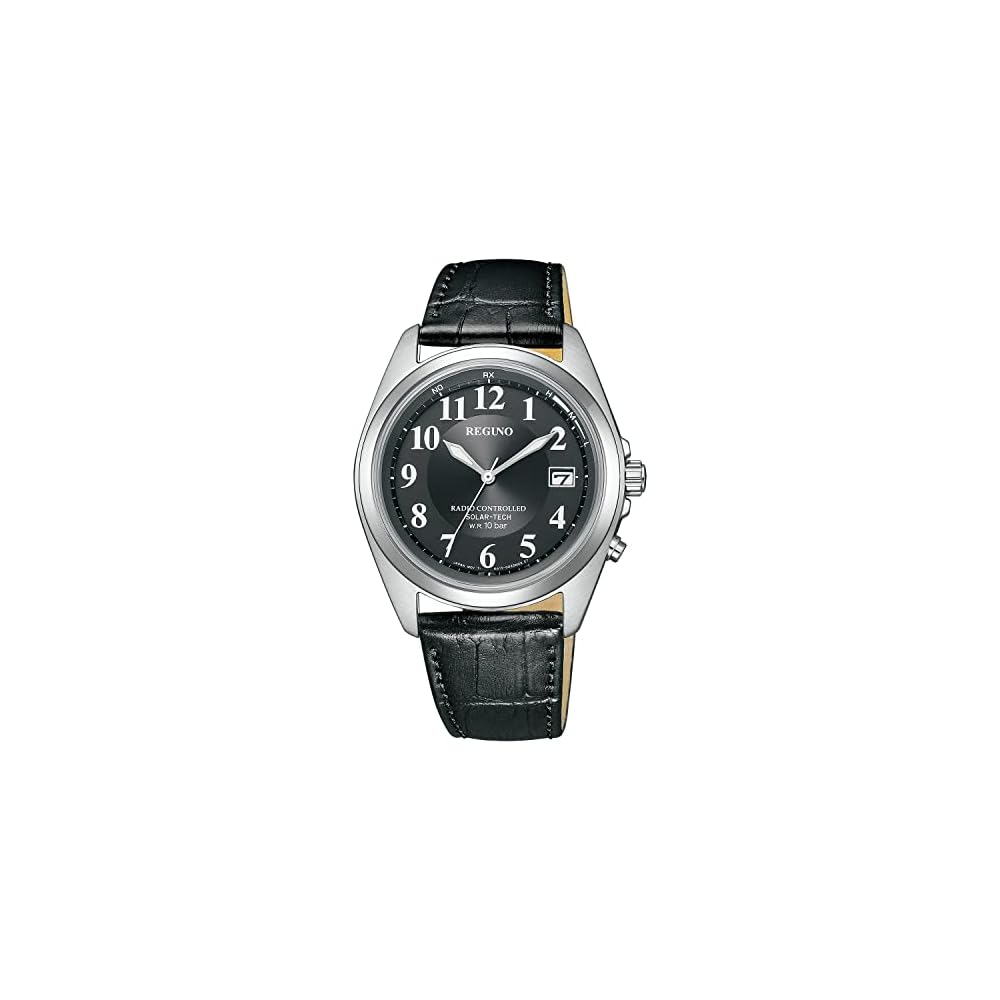 Citizen Reguno KS3-115-50 Solar Radio Controlled Watch Waterproof Simple Design Arabic Numerals Black Leather