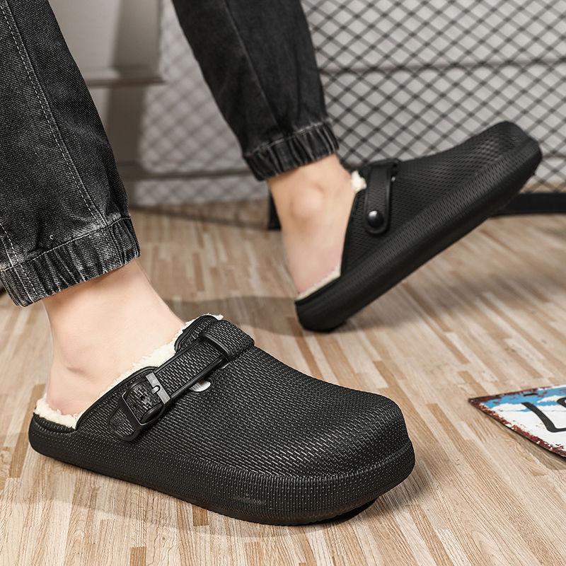 Cotton Slippers Men's New Winter Velvet Warm Slippers Waterproof and Non Slip Slippers Comfortable and Lightweight Cotton Shoes