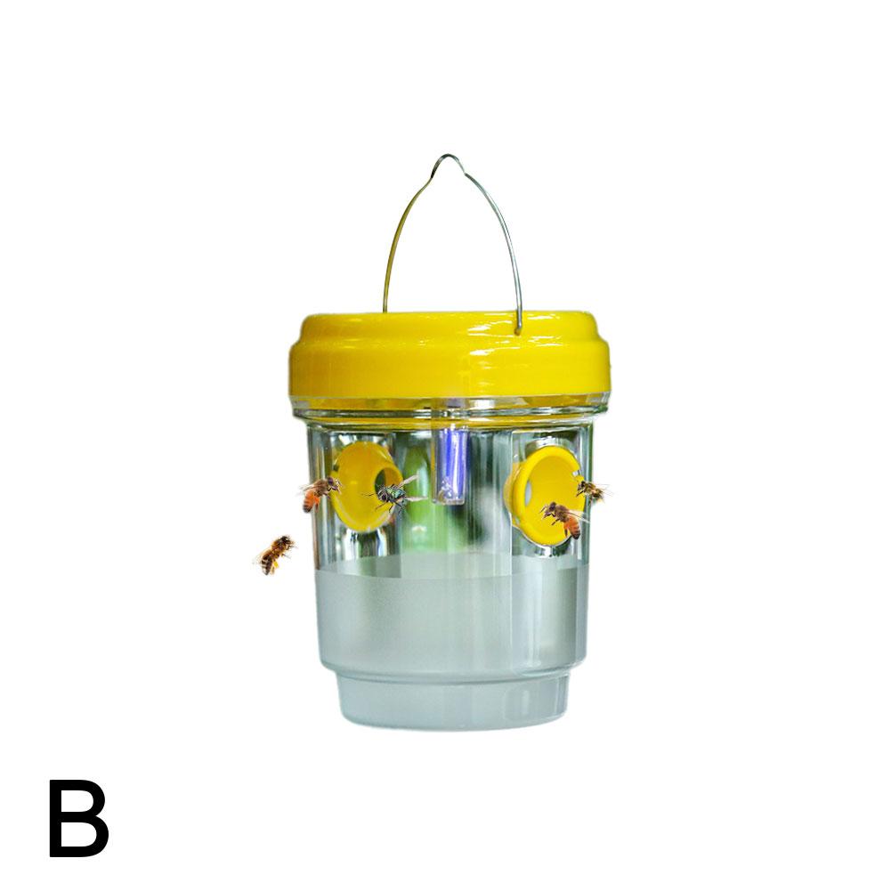 Solar Powered Wasp Trap Yellow Jacket Trap With UV LED Light Hanging Outdoor Reusable Insect Catcher For Hornets Flies