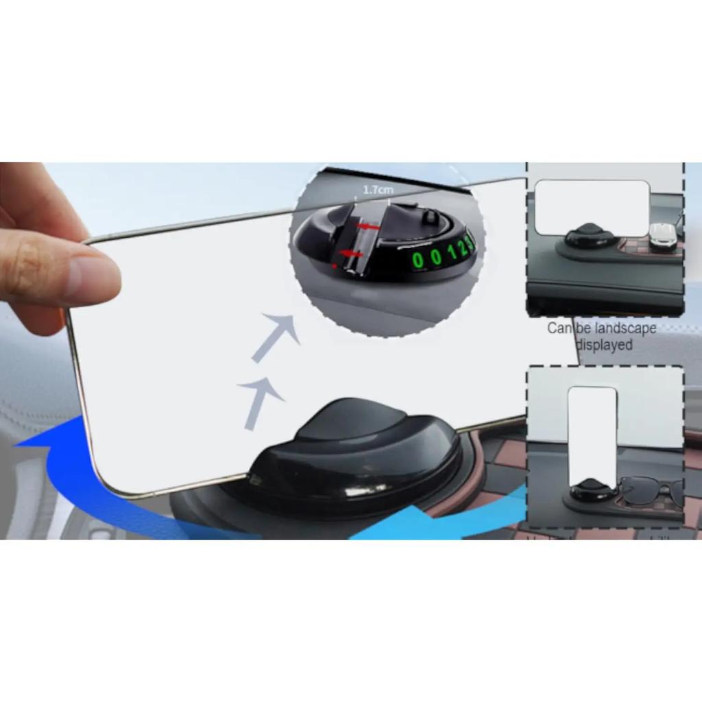 Handyhalterung Auto Armaturenbrett Anti-Rutsch-Matte 360° Drehung Universelle Halterung Parknummernschild Multifunktionale Innenraumzubehör