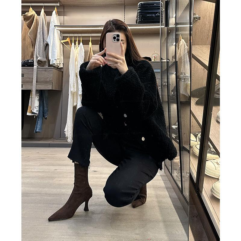 Skinny Martin Boots Women's Spring and Autumn Korean Small Short Boots Thin Heel Pointed Elastic High Heels