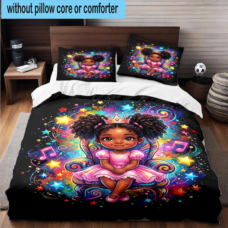 Galactic Princess Adventure 3pcs Bedding,Including 1pc Duvet Cover And 2pcs Pillowcases Perfect for Christmas,Ideal for Bedroom, Dormitory