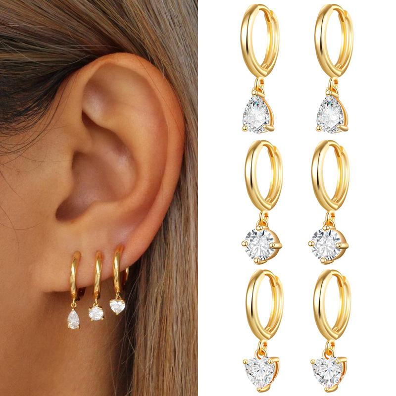 Stainless Steel Crystal Zircon Drop Earrings For Women Punk Cubic Zirconia Wedding Female Jewelry Girl Friendship Gifts