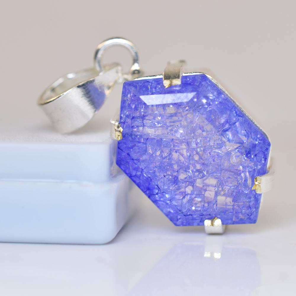 Fancy Cut 925 Sterling Silver 33.90 Ct Natural Sapphire CERTIFIED Gems Pendant MY.PD-178-NS