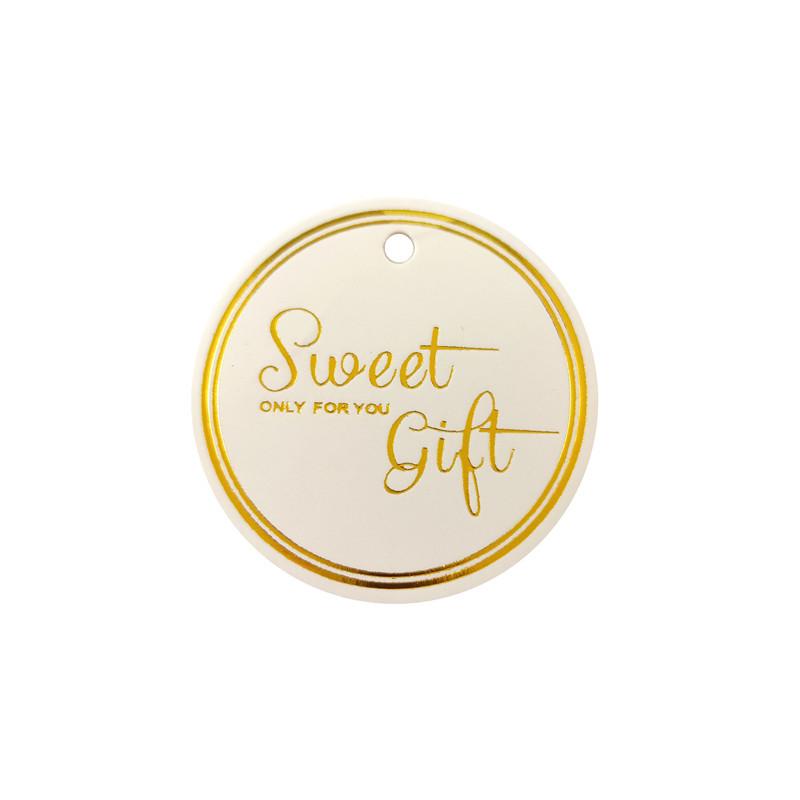 English Hot Stamping Hangtag: 'My Family Has a Happy Gift' Souvenir Decoration Card