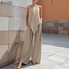 Women Sleeveless Tank Tops and Long Pants Casual Two Piece Suit Sets