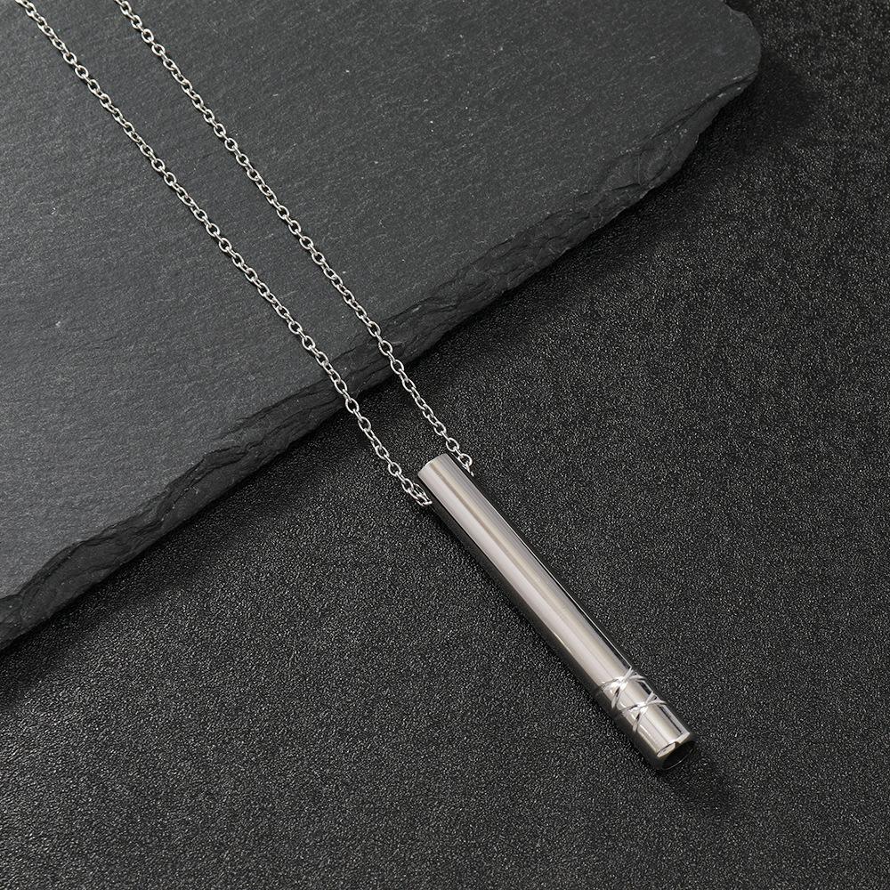 Crossline Whistle Pendants Mindfulness Meditation Necklace For Women Men Stainless Steel Breathable Stress Relieving Jewelry