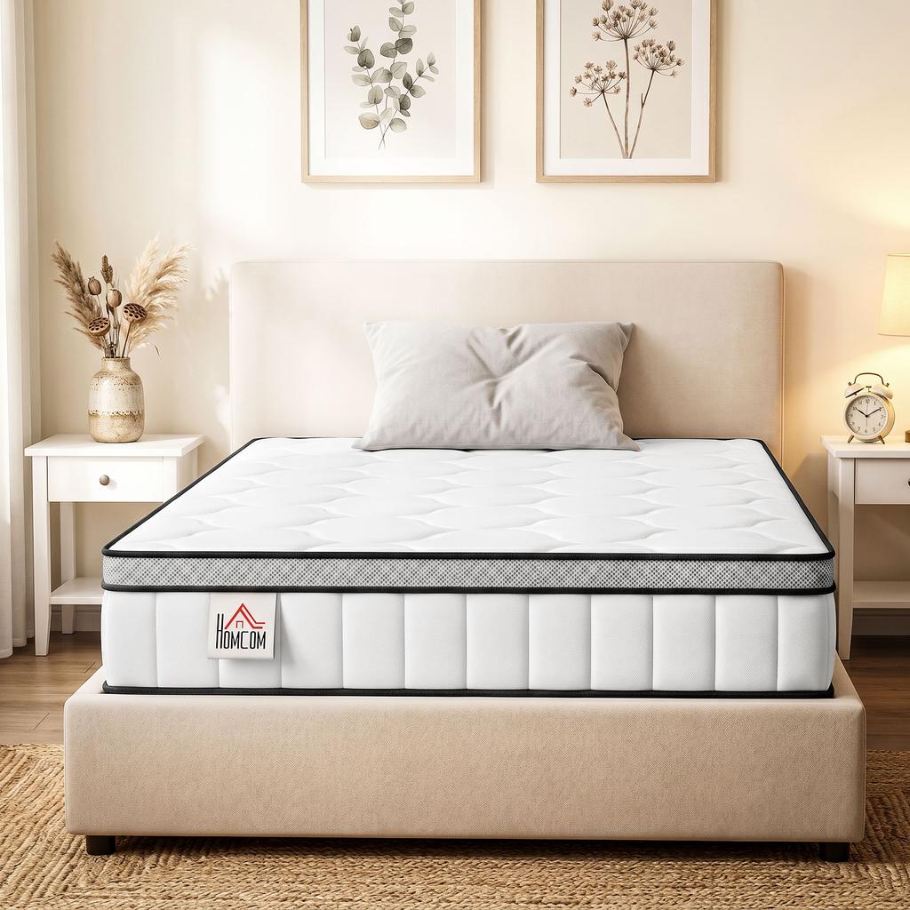 Materasso 90 x 190 cm, spessore 20 cm, materasso a molle insacchettate a 7 zone con memory foam al gel rinfrescante
