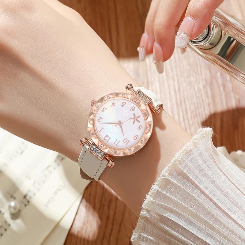 Stylish Watch with Matching Pendant Necklace Chain Bracelet Rings Butterfly Studs Earrings Jewelry Set Alloy Texture