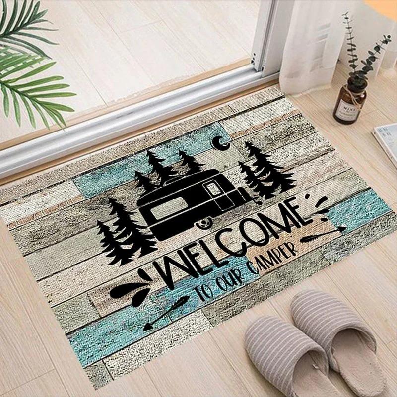 Cartoon Camping Floor Mat Entrance Welcome Doormats Kitchen Rug Home Decor Carpet Non-slip Area Rugs Anti-slip Machine Washable