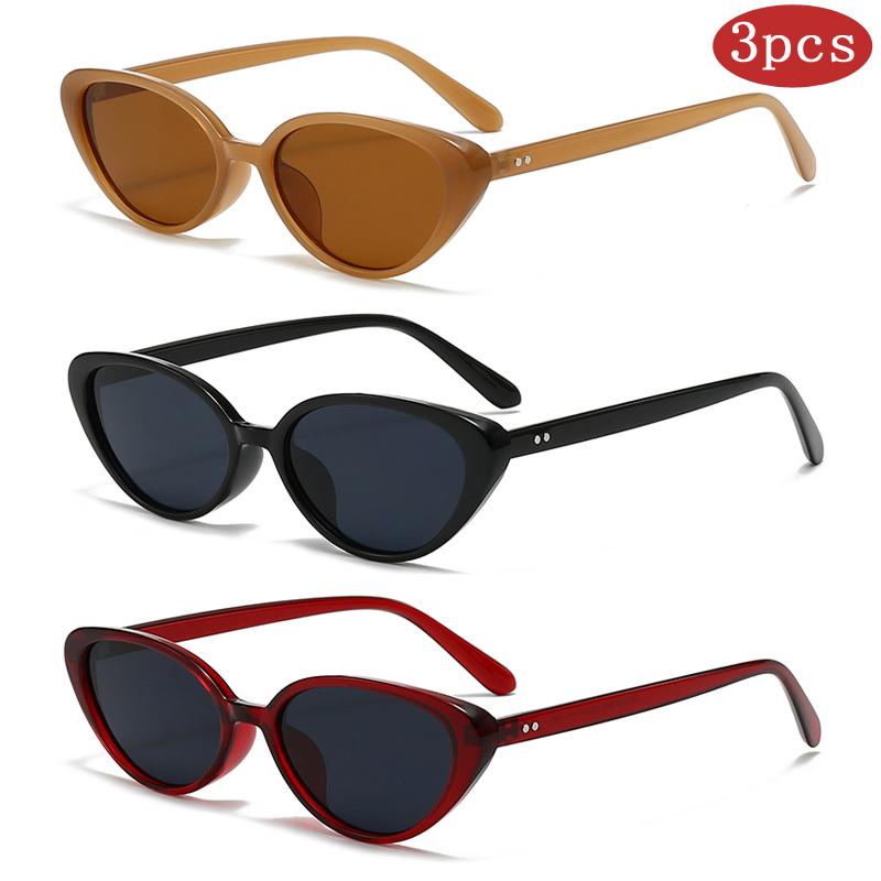 3pcs Cat Eye Small Frame Sunglasses UV Protection Driving Glasses Fashion Ladies Unisex Sun Glasses