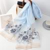Four Season silk wool scarf women hijab pashmina shawls wrap Luxury Bandana Floral Pashmina Embroidery Scarves Foulard Fashion