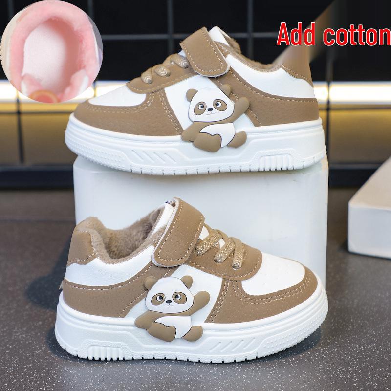 Children's Cartoon Fleece-Lined Skate Shoes: Warm, Cotton-Padded Casual Shoes for Toddlers & Young Kids.
