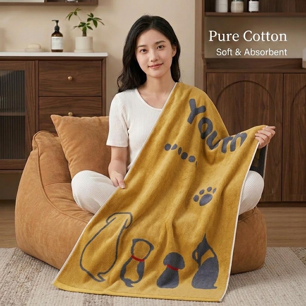 Large Grade A Yarn-Dyed Jacquard Cotton Bath Towel - Thick, Absorbent, Adult Style