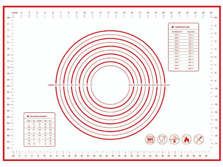 

Большая пищевая силиконовая нескользящая форма для замешивания и выпечки 50*70 Standard красный