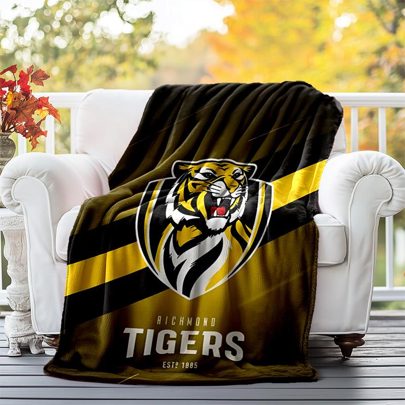 Richmond Tigers Flannel Blanket Soft All-Season Throw, Design for Camping, Car Travel, Hiking Sofa, Bed, Office Perfect Gift for Parties