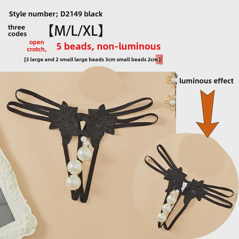 Women's Plus Size Transparent Thong: Open Crotch Pearl Massage, Perfect for Nightclub Temptation