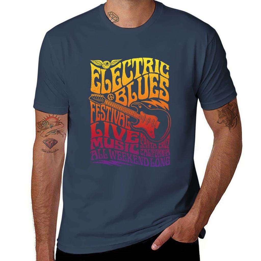 Electric Blues Festival Tshirt Sweat Resistant Workout Tee Shirt