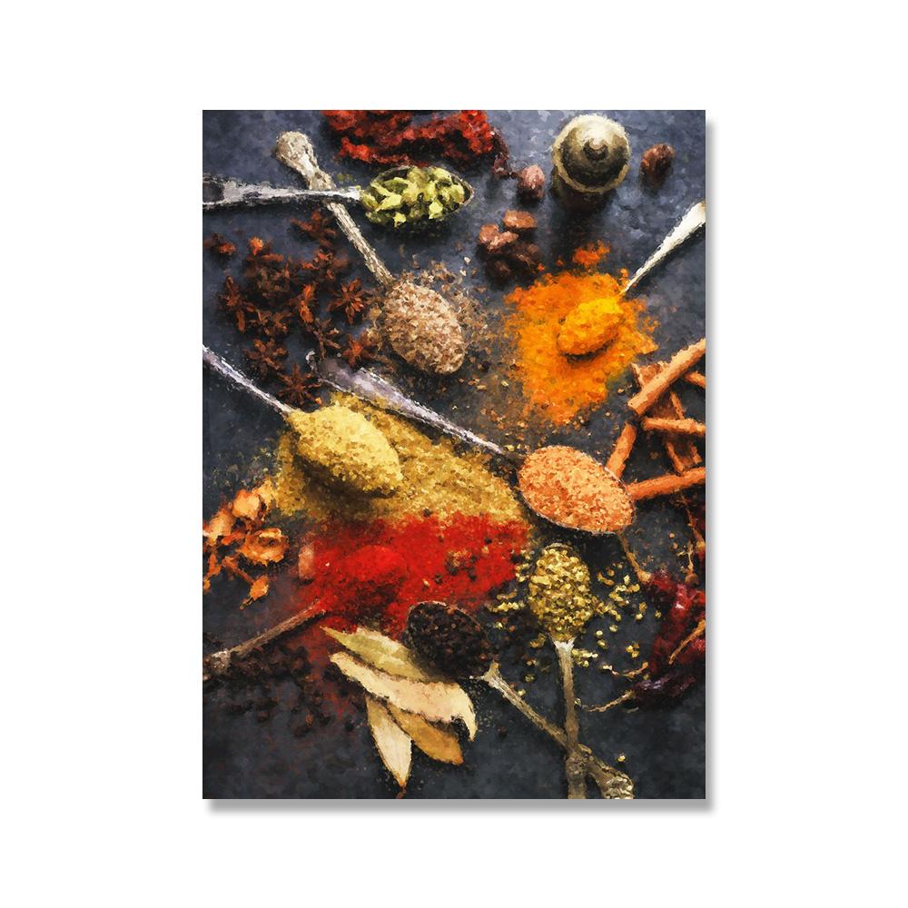 

Кухонні зерна, спеції, ложка, перець, їжа, картини, настінні картини, картини на полотні, плакати для сучасної кухні Hoem, настінні фотошпалери Куадрос 30x40cm No Framed