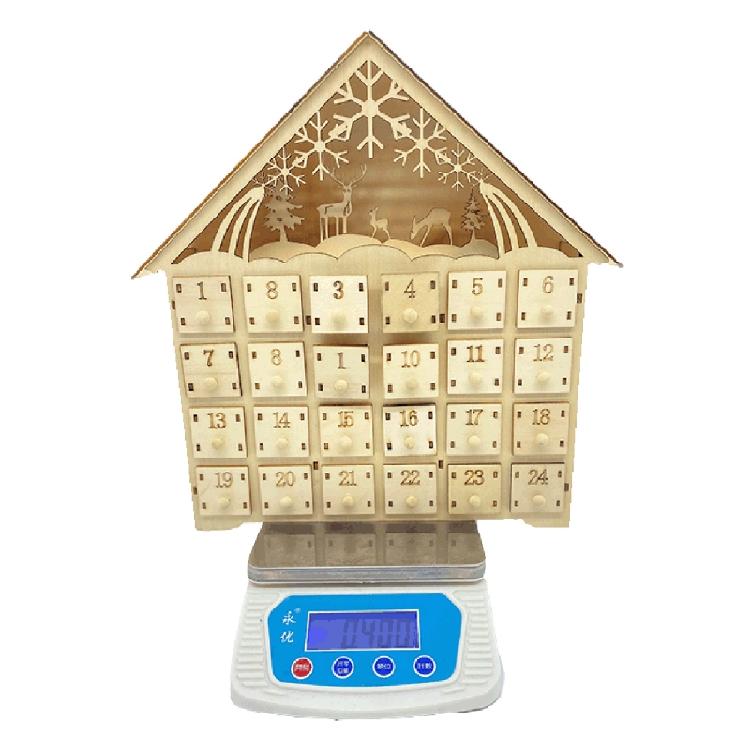 Xmas Countdown Christmas Decoration with Drawers & LED Lights Gift for Adult Kid