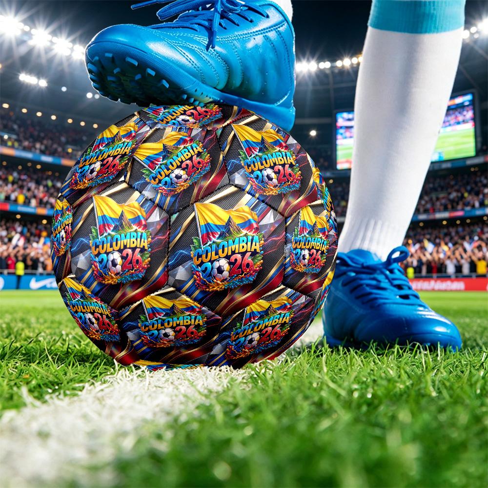 Pallone da Calcio Stampato Colombia Taglia 5 Resistente all'Usura Standard da Allenamento per Adulti Regalo per Appassionati per Partite Sportive Indoor Outdoor