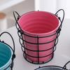 Storage Bucket with Iron Frame Hanging Planter Basket Balcony Flower Pot Hanger Home Decoration Vase with Handle for Living Room Courtyard