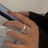 Sterling Chic 925 Silver Open Ring With Geometric Pattern For Women Elegant Casual Wear