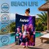 Custom Name KPop Cartoon Beach Towel Microfiber Beach Towel, Lightweight and Quick-Dry, for Summer Travel, Swimming Pool Gift