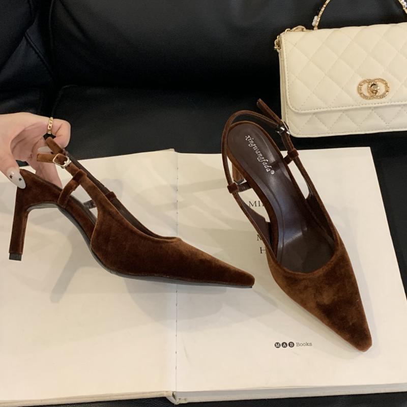 Fashion SUOJIALUN 2025 New Brand Women Sandal Shoes Thin High Heel Ladies Elegant Slingback Shoes Pointed Toe Slip On Dress Mules Pumps