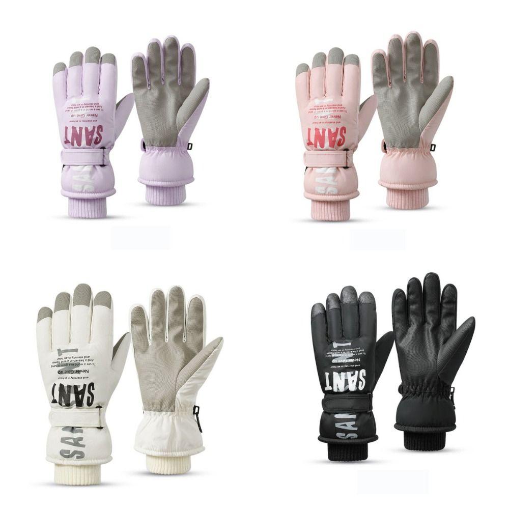 Fashion Windproof Women Ski Gloves Waterproof Touch-Screen Winter Cycling Skiing Gloves Full Finger Warm Snowboard Mittens Women