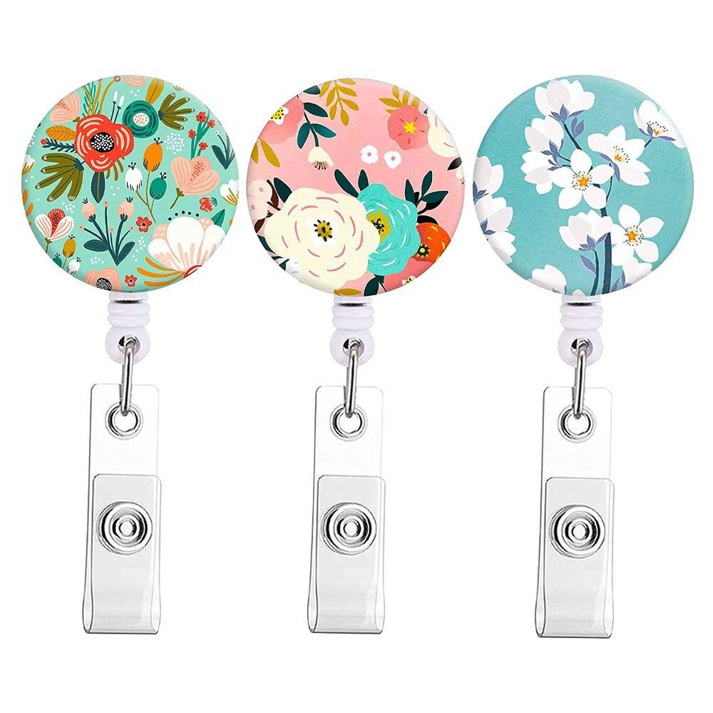 

3Pcs Flower Key chain ABS Badge Holder New Id Card Holder Office