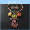 Jewelry Set With Crystal Beads And Aluminum Wire Handcrafted Flower Pendant For Women