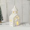 Yousheng Ceramic Snow House LED Decor Nordic Christmas Village Tabletop Lamp Creative Festive Centerpiece for Mantel And Shelf Display