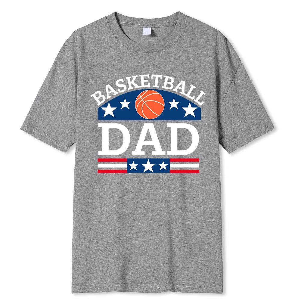 Basketball Dad Medal Hip Hop Printed Tshirts Sweat Cotton Casual Short Sleeve Fashion Breathable Loose Oversized T-Shirt