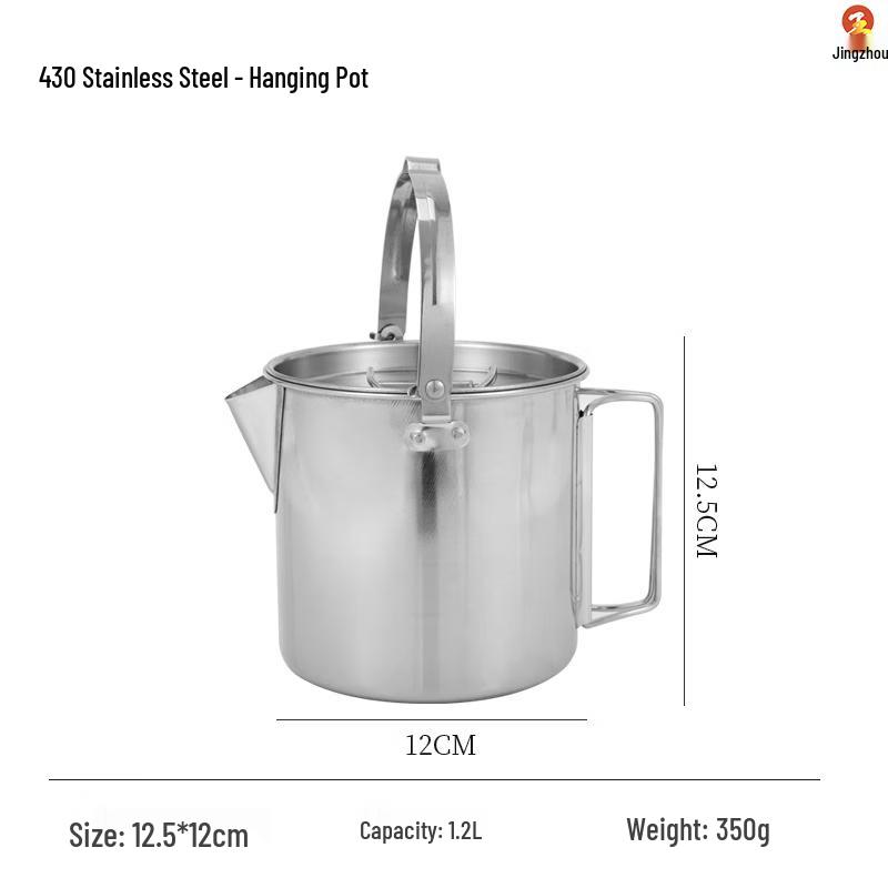Jingzhou Outdoor 430 Stainless Steel 1.2L Camping Kettle