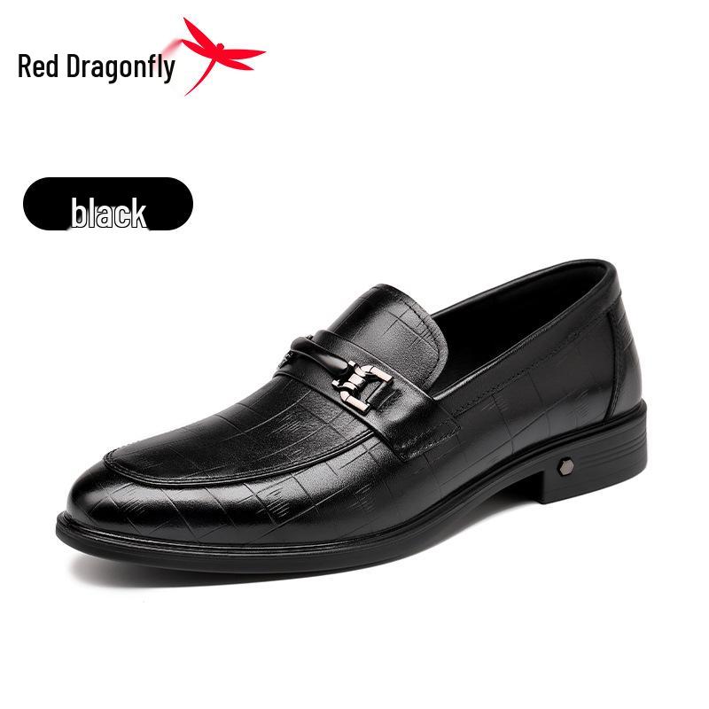 Red Dragonfly Men s Slip-on Genuine Leather Loafers: Autumn Casual & Formal Style Size 44