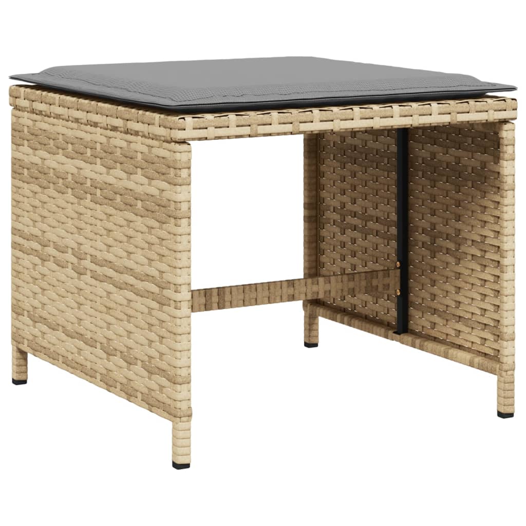 15 Piece Garden Dining Set with Cushions Beige Mix Poly Rattan