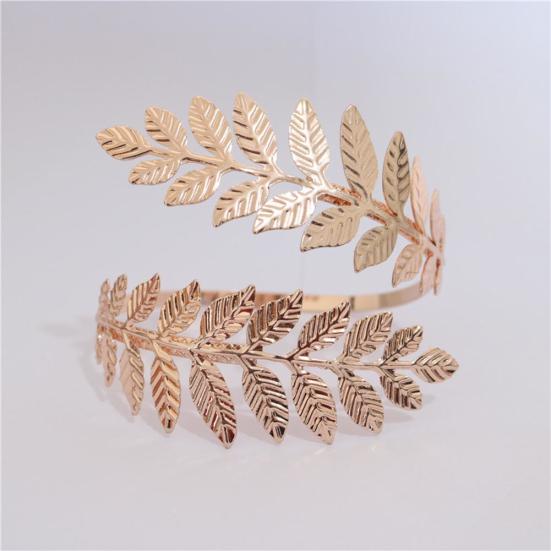 Fashion Women Metal Leaf Charm Open Bracelet Arm Cuff Armlet Bangle Fine Jewelry
