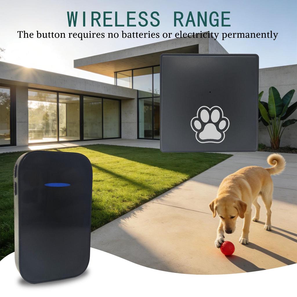 Pet Doorbell: Adjustable Volume, Easy Install, Rainproof, Suitable for Small & Large Pets.