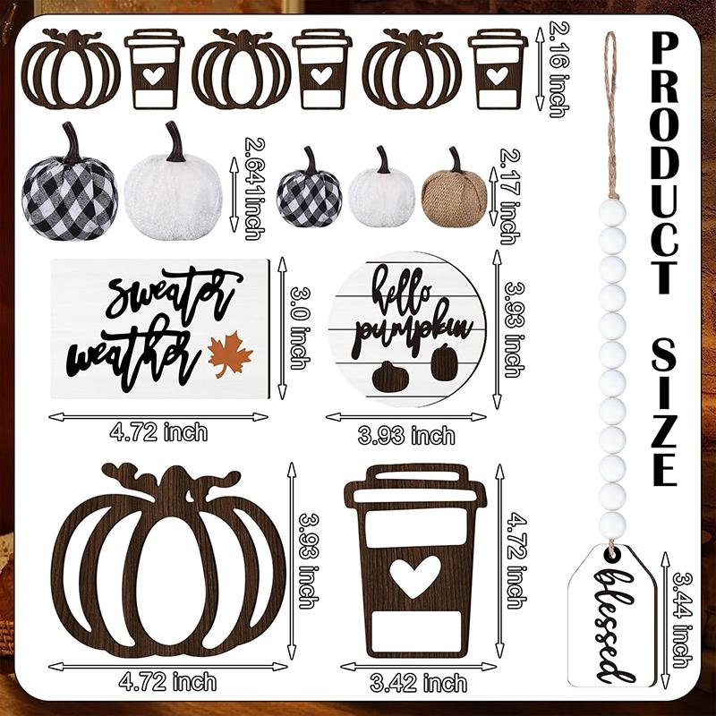 

Винтажный осенний многоярусный набор декора для подносов - деревенские деревянные акцентные детали для украшения дома в фермерском доме