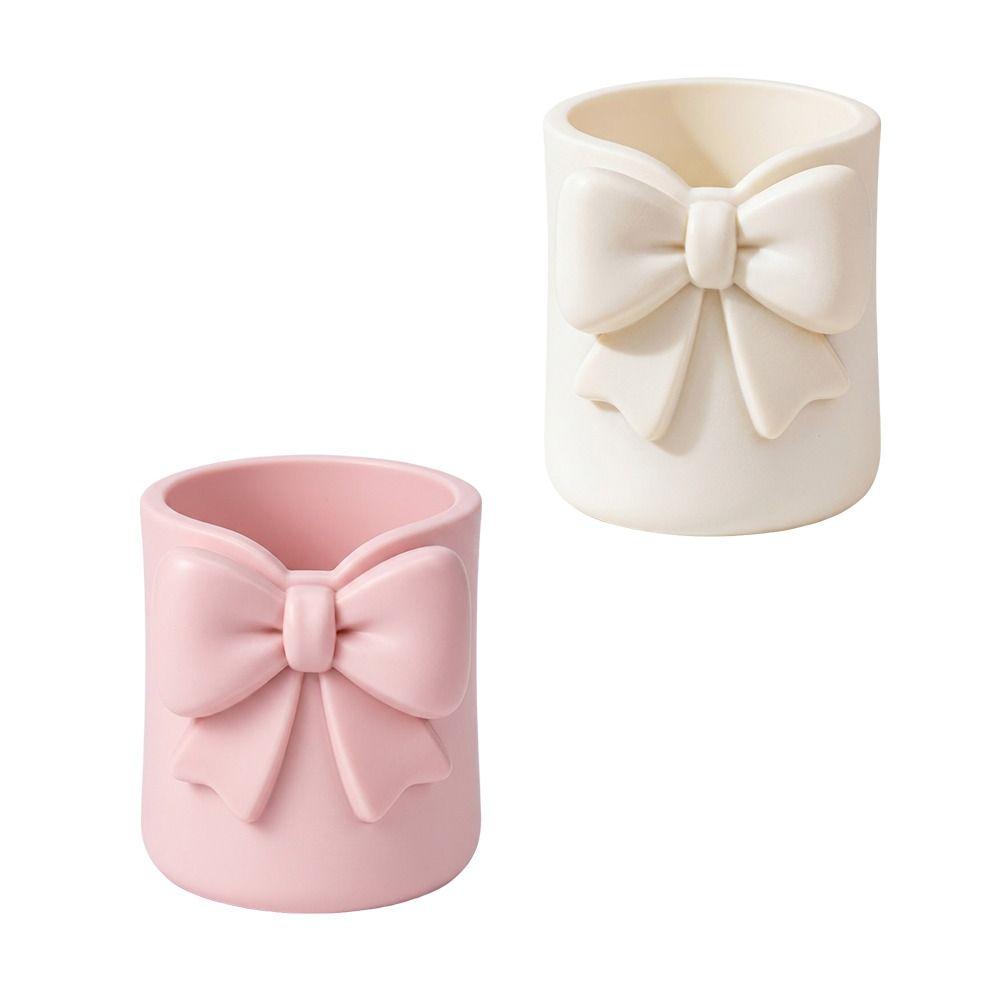 Decorative 3D Printed Bow Pen Holder Creative Multi-function Pencil Storage Box Sweet Flower Vase Desktop Organizer Office