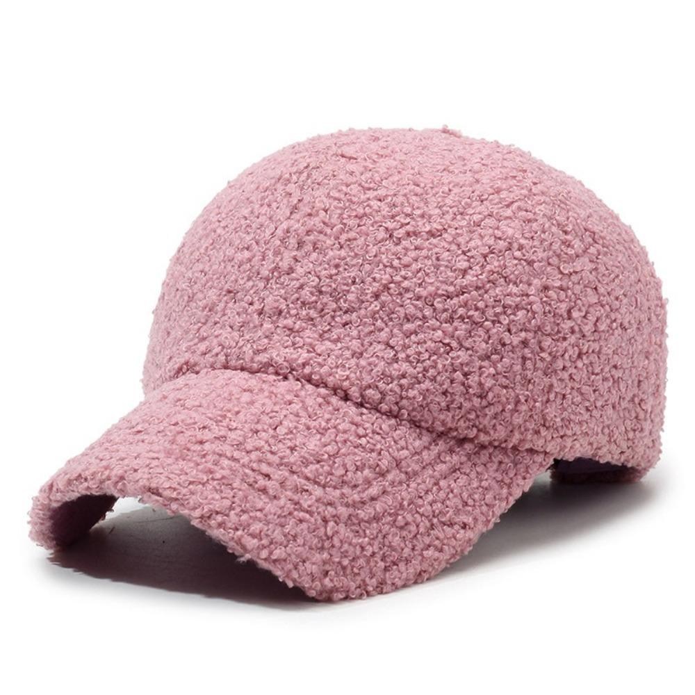 Thicken Lamb Wool Baseball Cap Velvet Winter Peaked Cap Casual Plush Snapback  Women