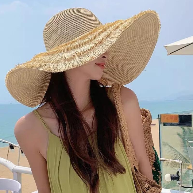 Wind Spring Summer New Vacation Big Brim Beach Hat Foldable Sun Protection Sunshade Seaside Straw Hat Sun Hat