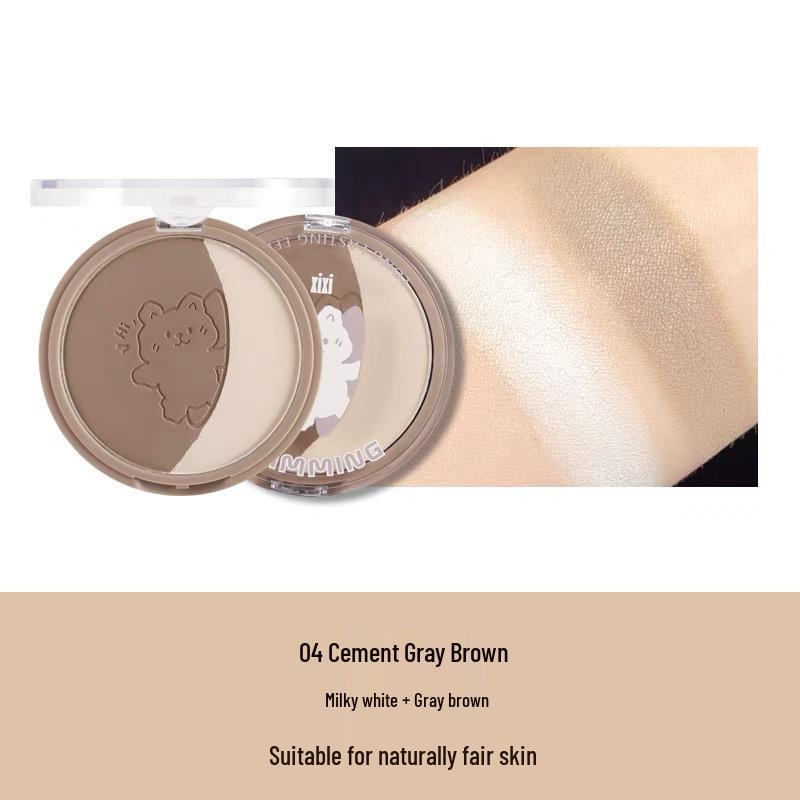 xixi Dual-Color Highlight & Contour Palette: Matte White for Brightening & Shading