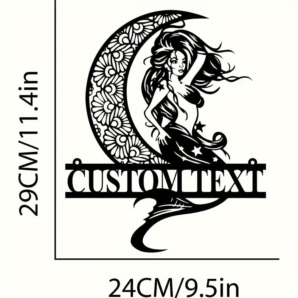 Mermaid Metal Wall Art Custom Outdoor Decor Personalized Gift  Mermaid Wall Art Metal Outdoor Decor Custom Name Personalized