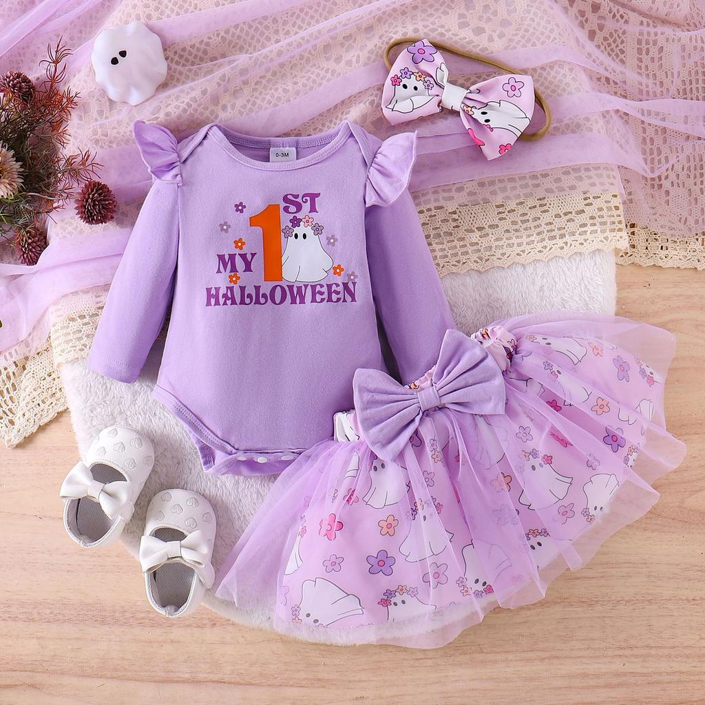 Infant Toddler Long-Sleeve Romper & Skirt Set