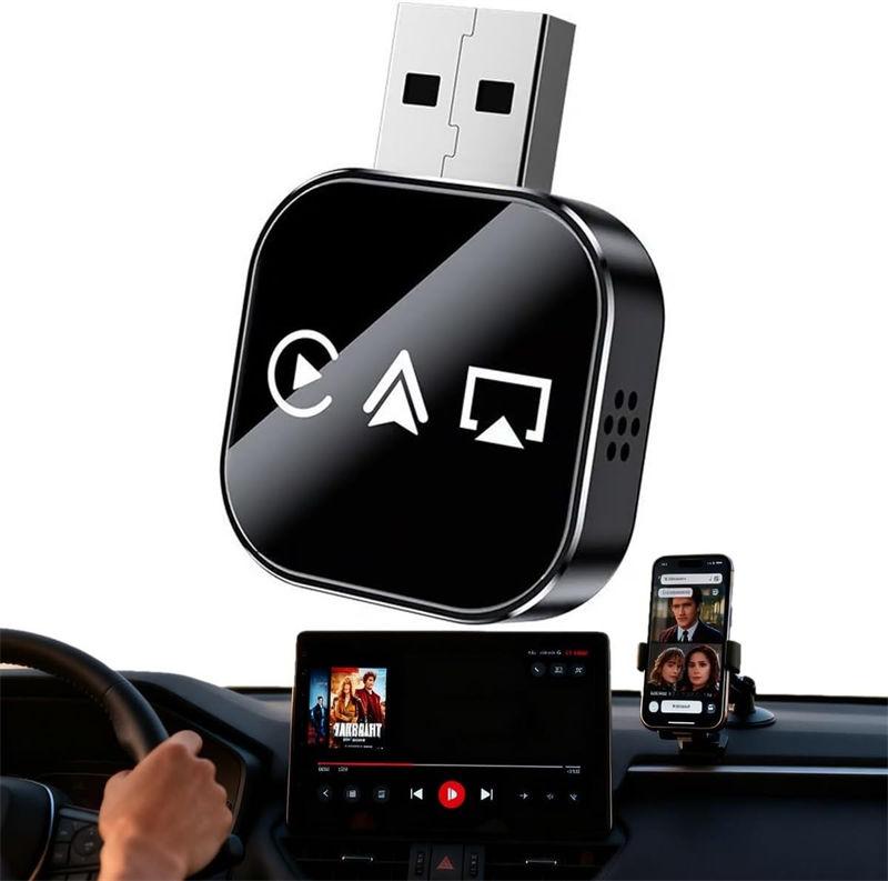 Mini Screen Mirroring Adapter for iPhone Upgraded Wireless 3-in-1 Carplay Auto Airplay Cars Accessories GZW